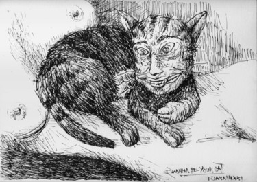 Desenho intitulada "I wanna be your cat" por Patrick Jannin, Obras de arte originais, Tinta
