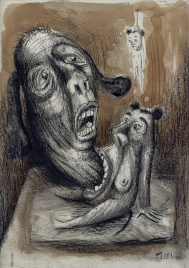 Disegno intitolato "Minnie + Dingo - Mi…" da Patrick Jannin, Opera d'arte originale, Inchiostro