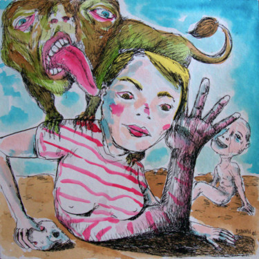 Vacances à la plage Dibujo titulada "Vacances à la plage" por Patrick Jannin, Obra de arte original, Tinta