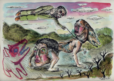 Temps de chien Dessin intitulée "Temps de chien" par Patrick Jannin, Œuvre d'art originale, Encre
