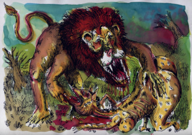 Desenho intitulada "Safari" por Patrick Jannin, Obras de arte originais, Tinta