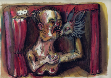Рисунок под названием "Tragédie en dents d…" - Patrick Jannin, Подлинное произведение искусства, Чернила
