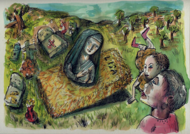 Dibujo titulada "Ma tombe de paile" por Patrick Jannin, Obra de arte original, Tinta