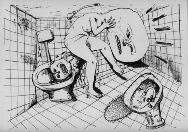 La panique Drawing titled "La panique" by Patrick Jannin, Original Art, Ink