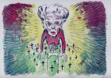 제목이 "Grand mère"인 그림 Patrick Jannin로, 원작, 잉크