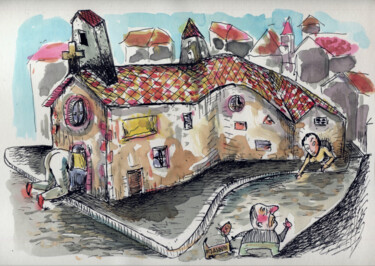Le conduit Drawing titled "Le conduit" by Patrick Jannin, Original Art, Ink