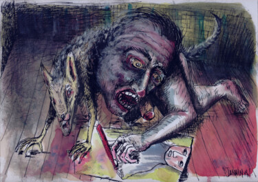 Disegno intitolato "Drawing by monsters" da Patrick Jannin, Opera d'arte originale, Inchiostro