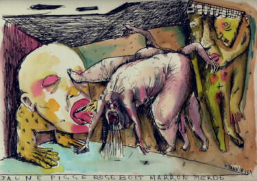 Zeichnungen mit dem Titel "Scato Logique (rose…" von Patrick Jannin, Original-Kunstwerk, Tinte