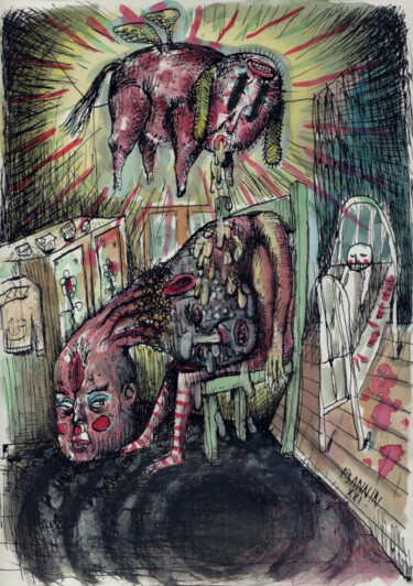 Chambre avec vue (sur l'amer) Drawing titled "Chambre avec vue (s…" by Patrick Jannin, Original Art, Ink