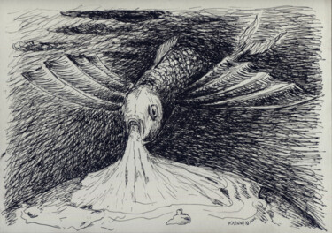 Desenho intitulada "La fin du monde" por Patrick Jannin, Obras de arte originais, Tinta