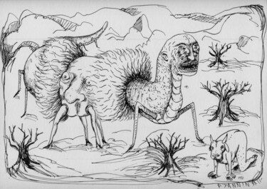 Desenho intitulada "Le conflit des géné…" por Patrick Jannin, Obras de arte originais, Tinta