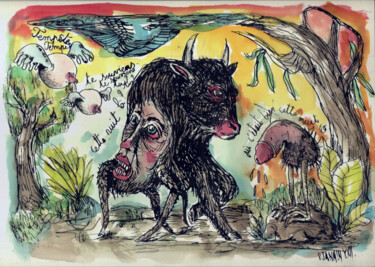 Dibujo titulada "Tempête, tempête" por Patrick Jannin, Obra de arte original, Tinta