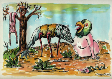 Zeichnungen mit dem Titel "La sueur" von Patrick Jannin, Original-Kunstwerk, Tinte
