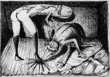 Desenho intitulada "At your feet" por Patrick Jannin, Obras de arte originais, Tinta