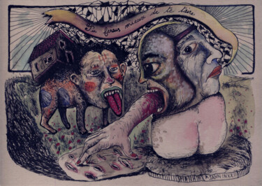 Dessin intitulée "Le dit de l'escargot" par Patrick Jannin, Œuvre d'art originale, Encre