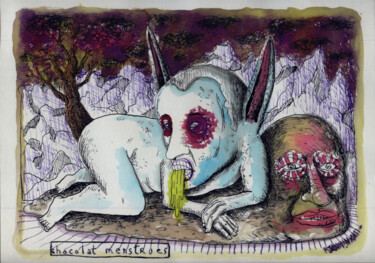 Dessin intitulée "Chocolat Menstrues" par Patrick Jannin, Œuvre d'art originale, Encre
