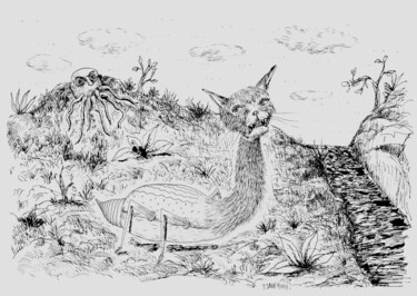 Desenho intitulada "L'avis des bêtes" por Patrick Jannin, Obras de arte originais, Tinta