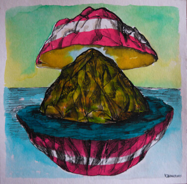 Dessin intitulée "(une île) - Camoufl…" par Patrick Jannin, Œuvre d'art originale, Encre