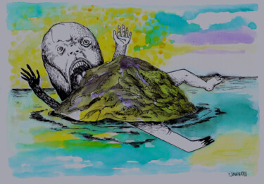 Dibujo titulada "(une île) - BBNN" por Patrick Jannin, Obra de arte original, Tinta
