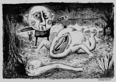 Рисунок под названием "Yoyo, ou Le Crépusc…" - Patrick Jannin, Подлинное произведение искусства, Чернила