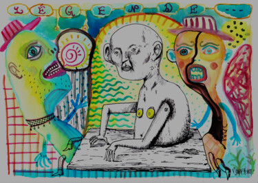 Dibujo titulada "Légende" por Patrick Jannin, Obra de arte original, Tinta