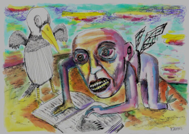Рисунок под названием "Pégase" - Patrick Jannin, Подлинное произведение искусства, Чернила
