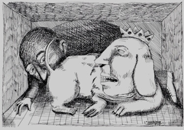 Zeichnungen mit dem Titel "Le lèche-cul" von Patrick Jannin, Original-Kunstwerk, Tinte