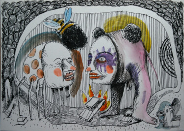 Rysunek zatytułowany „Chasse le bourdon” autorstwa Patrick Jannin, Oryginalna praca, Atrament