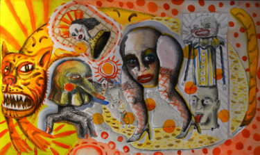 Desenho intitulada "Un guépard  rêve" por Patrick Jannin, Obras de arte originais, Tinta