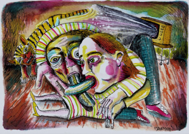 Dibujo titulada "Métal, les noces de…" por Patrick Jannin, Obra de arte original, Tinta