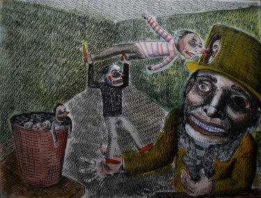 Rysunek zatytułowany „Un magicien” autorstwa Patrick Jannin, Oryginalna praca, Atrament