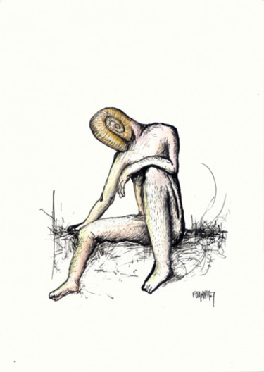 Zeichnungen mit dem Titel "Le Solitaire" von Patrick Jannin, Original-Kunstwerk