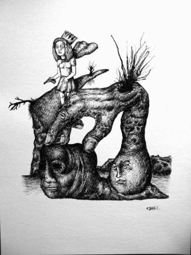 Σχέδιο με τίτλο "Alice adolescente" από Patrick Jannin, Αυθεντικά έργα τέχνης