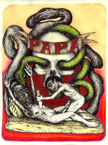 Dibujo titulada "Oedipe 627" por Patrick Jannin, Obra de arte original