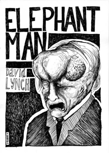 Dibujo titulada "Elephant Man" por Patrick Jannin, Obra de arte original, Otro