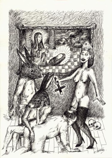 Zeichnungen mit dem Titel "Le Baptême" von Patrick Jannin, Original-Kunstwerk, Andere