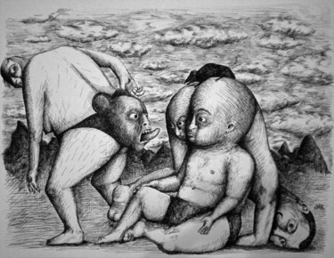Σχέδιο με τίτλο "Les Nouveaux Morali…" από Patrick Jannin, Αυθεντικά έργα τέχνης, Άλλος