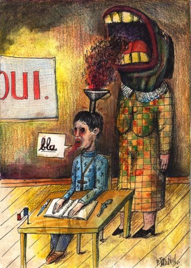 Drawing titled "L'éducation scolaire" by Patrick Jannin, Original Artwork, Other