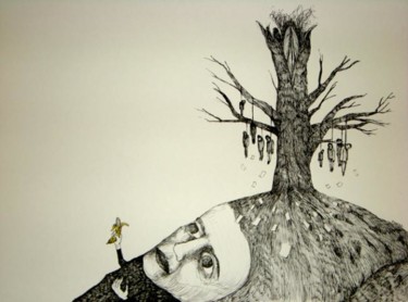 Dessin intitulée "L'arbre aux Poêtes" par Patrick Jannin, Œuvre d'art originale, Autre