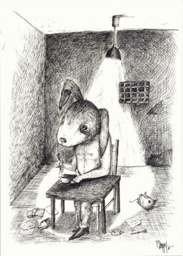 Drawing titled "Pause café (la mort…" by Patrick Jannin, Original Artwork, Other