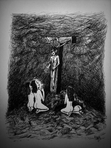 Dibujo titulada "Praise Your Lord" por Patrick Jannin, Obra de arte original, Otro