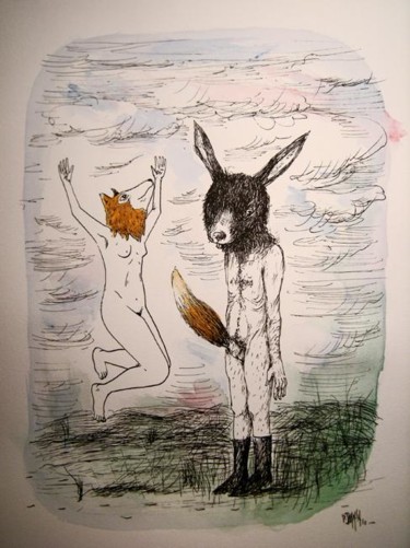 Рисунок под названием "The Fox, The Tail &…" - Patrick Jannin, Подлинное произведение искусства, Другой