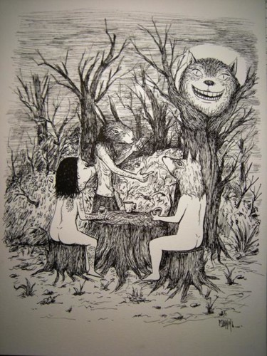 Dessin intitulée "Tea Party" par Patrick Jannin, Œuvre d'art originale, Autre