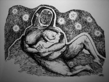 Desenho intitulada "Nativité" por Patrick Jannin, Obras de arte originais, Outro