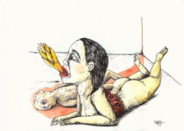 Drawing titled "Hélène ou La Mauvai…" by Patrick Jannin, Original Artwork, Other