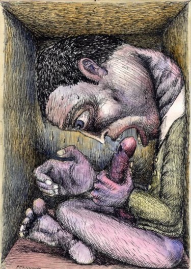 Dessin intitulée "Aime-toi Et Le Fiel…" par Patrick Jannin, Œuvre d'art originale, Autre