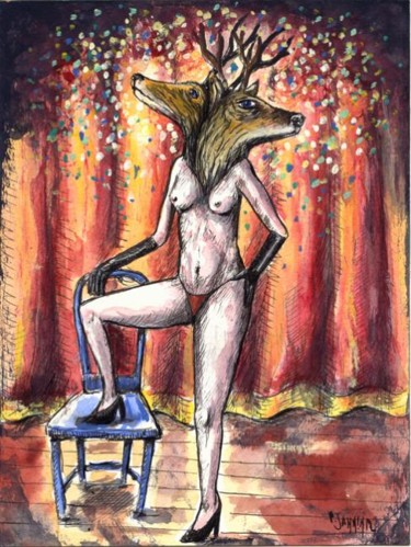 Tekening getiteld "Strip-tease / Maria…" door Patrick Jannin, Origineel Kunstwerk, Anders