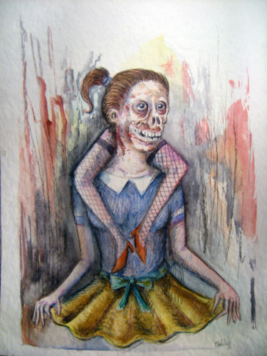 Dibujo titulada "Unwalking Dead Girl" por Patrick Jannin, Obra de arte original