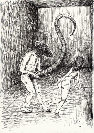 Drawing titled "Parade amoureuse" by Patrick Jannin, Original Artwork