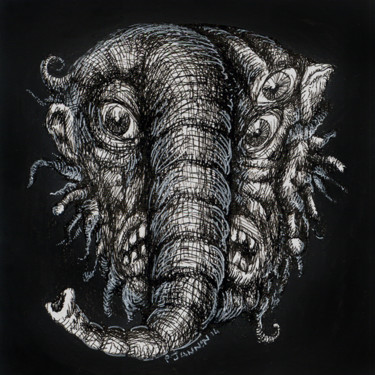 Dessin intitulée "Elephant" par Patrick Jannin, Œuvre d'art originale, Autre